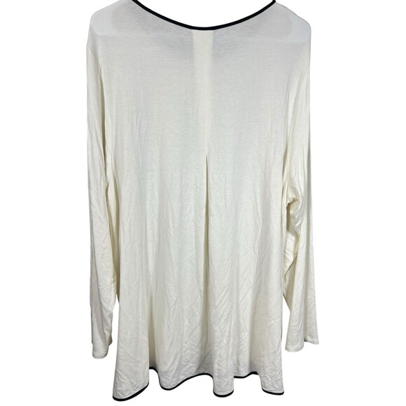 J Jill Wearever Collection Tunic Top Off-White Black Piping Size 2X Capsule - Picture 9 of 12